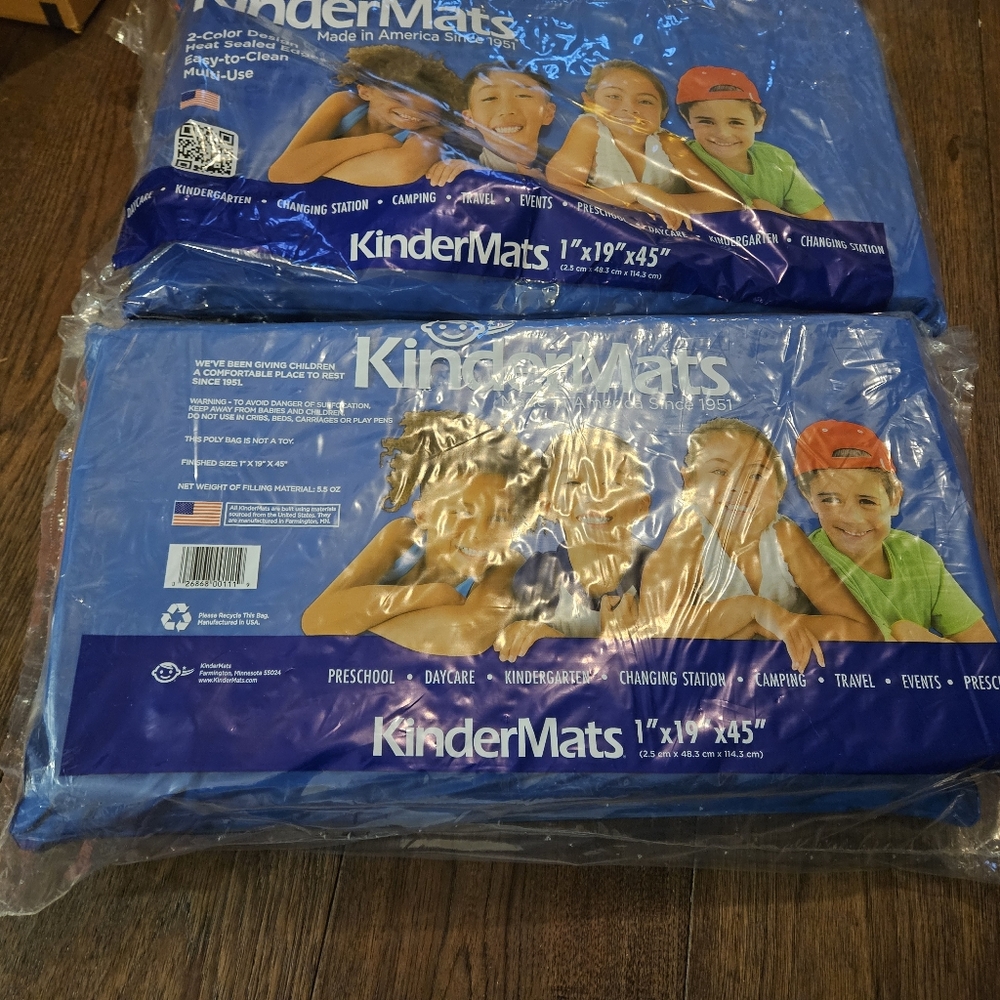 2 KinderMat 1 Inch X 45 inch x 19 inch Basic Rest Mat - Red/Blue New Sealed. 